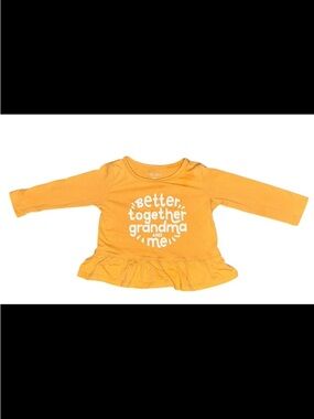 Okie Dokie Baby Girl Top 12M Mustard Yellow Peplum Long Sleeve “Better Together”